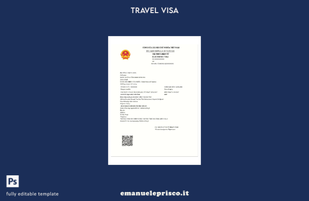 modello di visto di viaggio elettronico per il Vietnam in stile verificato